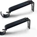 Curtain Rod Brackets Heavy Duty Drapery Hardware Adjustable Curtain Rod Holders Black for 7/8 or 1 Inch Rods, Set of 3 (Black, fits rods up to 1 inch)