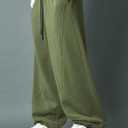ZAFUL Baggy Sweatpants for Men Drawstring Elastic Waist Heavyweight Harem Joggers Athletic Pants with Pockets for Streetwear (Green)