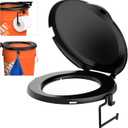 Portable Toilet Seat for 5 Gal Buckets, Camping Toilet with Lid for Adults, Snap-on Toilet Seat for Outdoor, Camping, Hiking, Emergency, Car, Boat (Black)