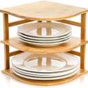 Goaste 3-Tier Bamboo Corner Shelf, Kitchen Countertop Storage Organizer, Cabinet Plate Rack for Pantry Organization, Bathroom, Desktop, 9.5 x 9.5 x 9.5 Inch