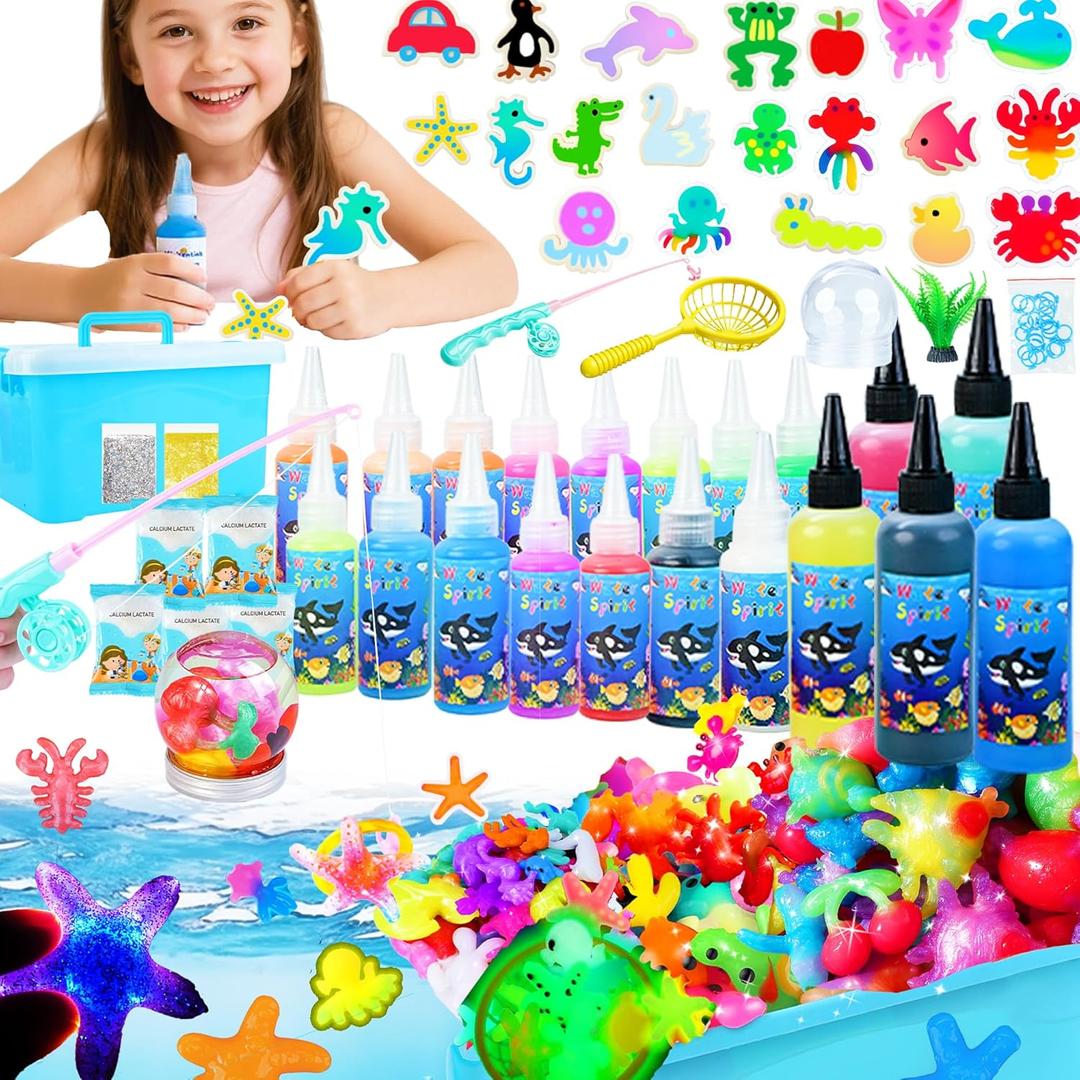 shaguanchang Magic Water Gel Elf Toy Kit - 20 Molds, 20 Colors, DIY Aqua Water Fairy, Sparkling Glowing in The Dark Crafts, DIY Squishies Maker Water Pets, Fishing Games Magic Water Toys for Kids shaguanchang Magic Water Gel Elf Toy Kit - 20 Molds, 20 Colors, DIY Aqua Water Fairy, Sparkling Glowing in The Dark Crafts, DIY Squishies Maker Water Pets, Fishing Games Magic Water Toys for Kids