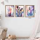 Framed Teen Girls Bedroom Wall Art Set of 3, Pink and Purple Splash Canvas Prints, Makeup Enthusiast Pictures Posters, Drinks Cosmetic Wall Decor for Teenage Girl Room Decor – 16x24 inch, 24L" x 16W"