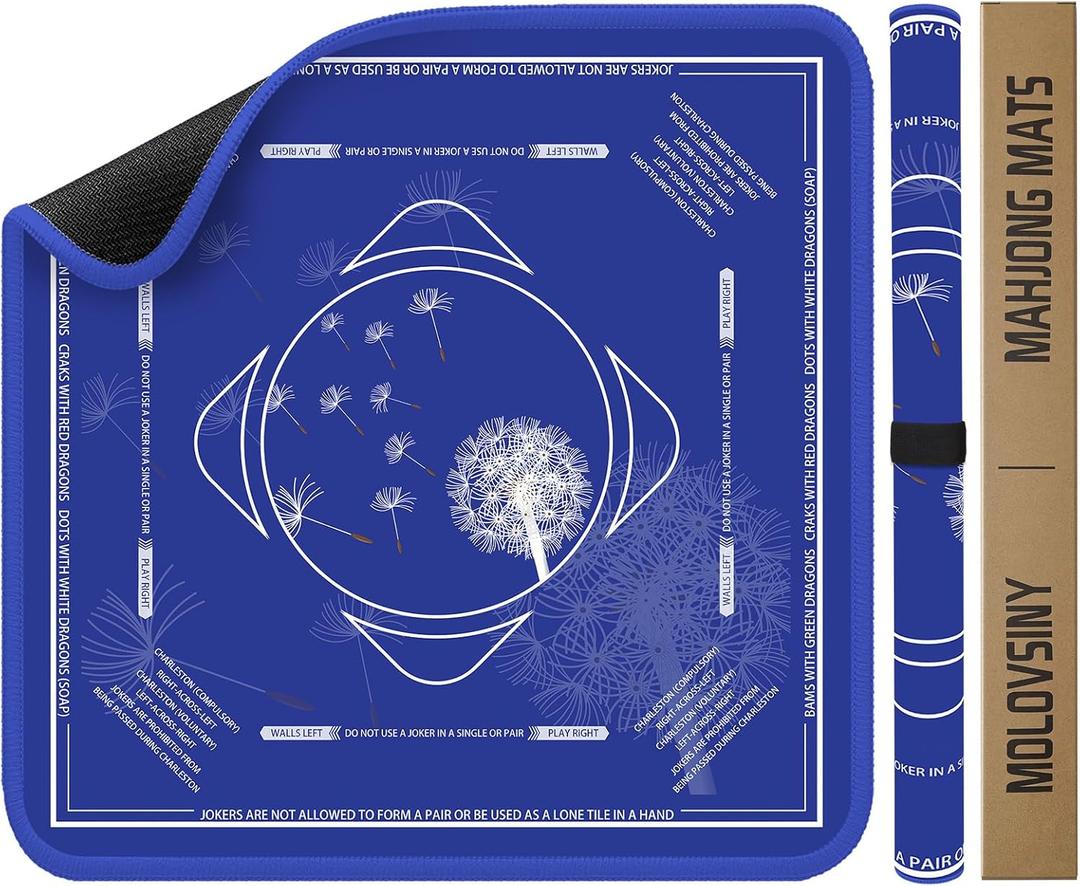 Mahjong Mat 31.5 Inch Square - Non-Slip Durable Table Cover for Mahjong/Card/Domino Games, Rolled Shipping with Storage Pockets & Noise Reduction, Premium Gift for Women (Dandelion Drift)