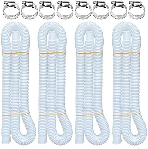 Pool Hoses for Above Ground Pools, 4 Pack 1.25 x 59 Inch Pool Filter Pump Hoses, Compatible with Intex Pool Filter Pump 607, 637 With 8 Metal Clamps(4)