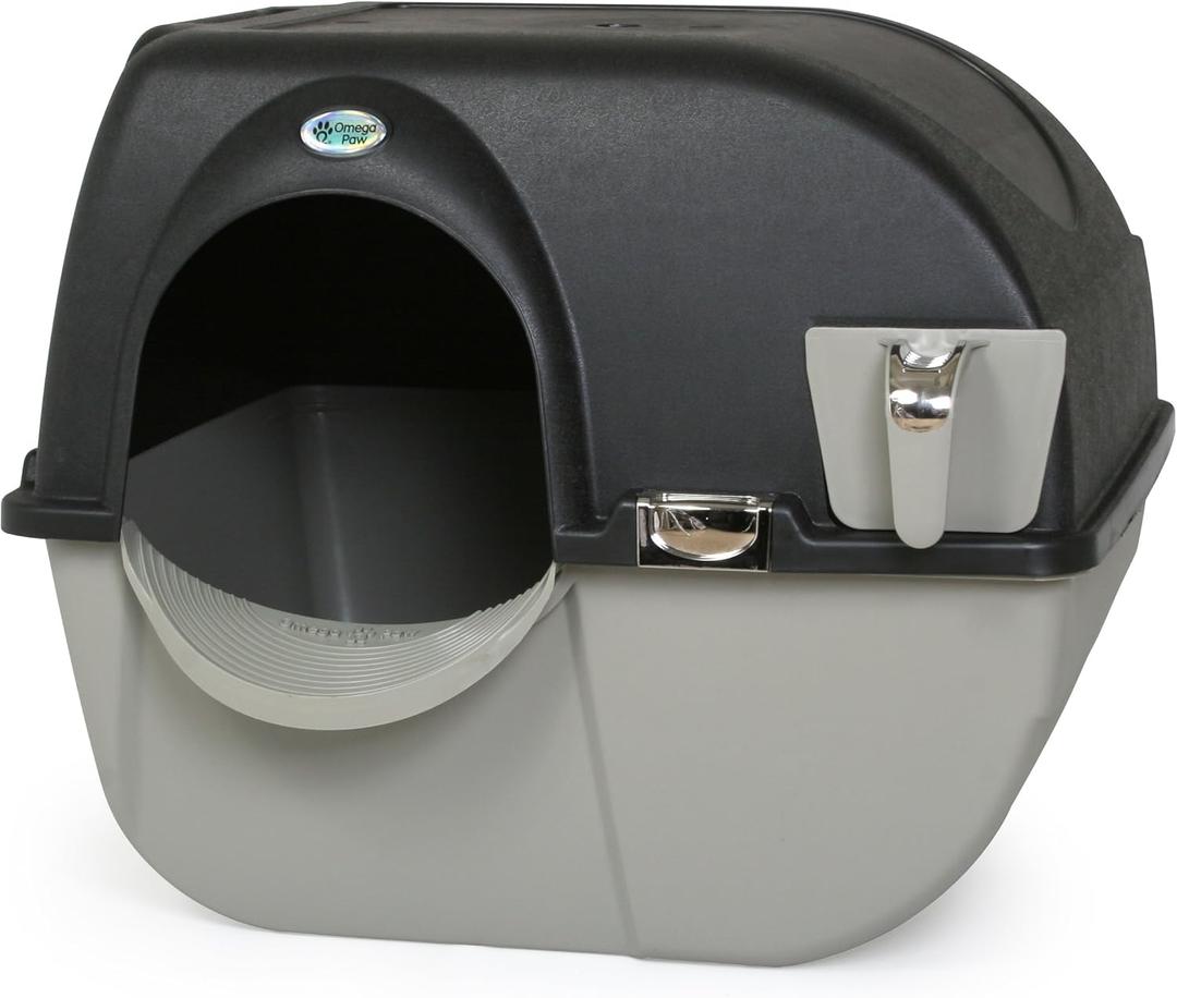 Omega Paw Elite Self Cleaning Roll 'n Clean Litter Box, Midnight Black, Large (EL-RA20-1)