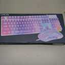 CHONCHOW LED Keyboard and Mouse, 104 Keys Rainbow Backlit Keyboard and 7 Color RGB Mouse, White Gaming Keyboard and Mouse Combo for PC Laptop Xbox PS4 Gamers and Work  (NO MOUSE)