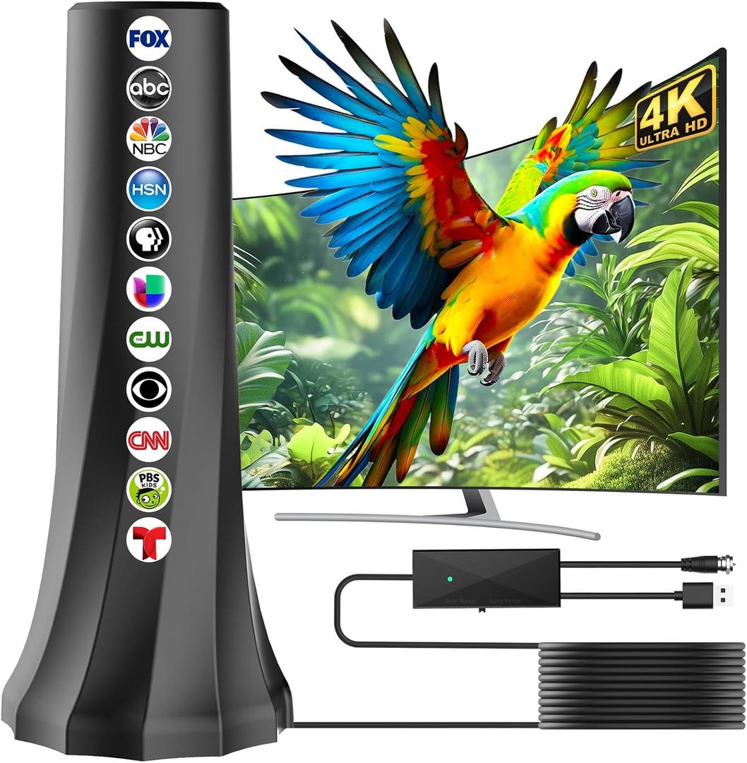 2026 TV Antenna,TV Antenna for Smart TV with 360 Signal Booster Reception,HD Antenna for Local Channels 2500+ Miles Range,Digital Antenna Indoor Supports 4K 8K 1080p TVs-Antennas 20FT Coax Cable