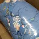 Drucon Queen Comforter Set - 7 Pieces Floral Sky Blue Soft Bedding Sets, Queen Bed in a Bag with Botanical Flowers Comforter, Sheets, Pillowcases & Shams