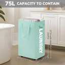 Goodpick Rolling Laundry Basket with Wheels,75L Large Collapsible Laundry Hamper with Removable Wash Bag Space for living room, Blue (Blue 1-Pack)
