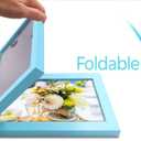 Vertical Horizontal Combo, Double 5x7 Soft-Blue Wood Foldable Picture Frame, Opening 4.5x6.5, Desktop or Wall Mounted, Portrait and Landscape View