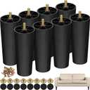 TURSTIN 8 Pack 6 Inch Plastic Furniture Legs with M8 T-Nuts Screws Tapered Sofa Couch and Chair Legs Replacement Furniture Legs for DIY Projects Sofas Coffee Tables Dressers Beds