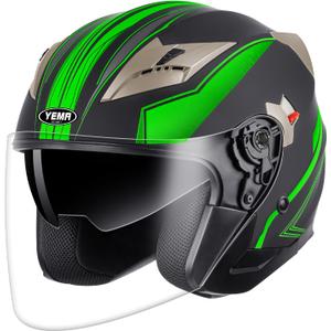 YEMA Open Face Motorcycle Helmets, DOT Approved 3/4 Moped Helmet Dual Visor Quick Release Buckle, Helmets for Adults Motorcycle Men Women Helmets for Moped Scooter Streey, Size: X-Large