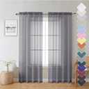 Lecloud Charcoal Grey Sheer Curtain Panels 72 Inch Length, Light Filtering Window Curtain Drapes Treatment for Living Room, Breathable Rod Pocket Sheer Curtains for Bedroom, 2 Panels, Each 40" Wx72 L