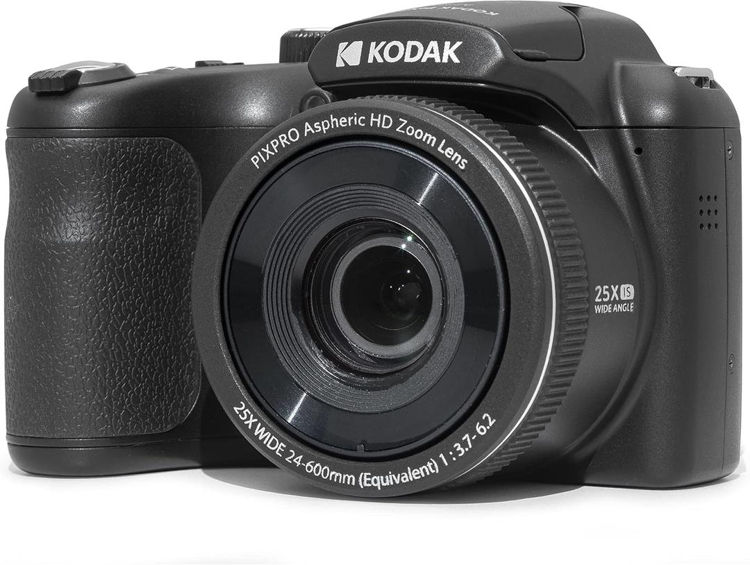 Kodak PIXPRO AZ255-BK 16MP Digital Camera 25X Optical Zoom 24mm Wide Angle Lens Optical Image Stabilization 1080P Full HD Video 3" LCD Vlogging Camera (Black)
