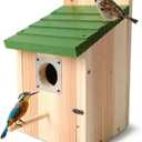 Bird Houses for Outside with Copper Guard, Thicken Cedar Wooden Nesting Box - Fit Bluebird, Finch, Swallow, Wren, Chickadee - Outdoor Garden Country Cottage Decor, Assembly Required