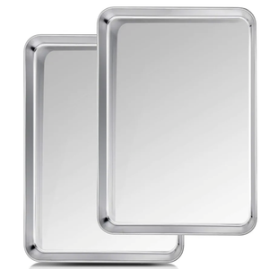 TeamFar Baking Sheet, 20’’×14’’×1’’, Cookie Sheet Half Sheet Baking Pans Stainless Steel, Non Toxic & Healthy, Heavy Duty & Thick Gauge, Mirror Finish & Dishwasher Safe - 2 Piece