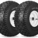 15x6.00-6 Rubber Lawn Mower Tire and Wheel, 2 Pcs Replacement 15x6-6nhs Riding Mowers Lawn Tire and Wheel with 3/4" Bushing, 3" Centered Hub