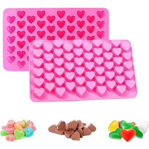 2 Pcs Heart Silicone Molds Non-Stick Food Grade Reusable Silicone Baking Mold, for Jelly,Candy, Chocolate Making Supplies