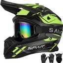Adult Motocross Helmet ATV Dirt Bike Off-Road Full Face Motorcycle Helmet W/ Goggles Gloves & Mask, DOT Approved (Vibrant Yellow, Medium)