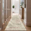 Long Bathroom Rugs Runner - Washable Rug for Hallway 2x10, Ultra-Thin Soft Kitchen Carpet Runner, Anti Slip Backing Runner Rugs for Entrance, Bedroom, Living Room (2'x10', Brown/Ivory)