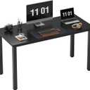 Need Computer Desk, 47 inch Home Office Desk, Modern Simple Style Home Office Gaming Desk, Basic Writing Table for Study Student, Black Metal Frame, Black