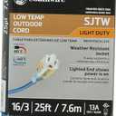 Southwire Coldflex Light Duty Extension Cord - 16/3 Gauge SJTW - Lighted Ends for Power Visibility - Reinforced Blades for Safety - Flexible in Extreme Cold - Blue - 25 Feet