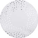 50 Pcs 14 Inch White and Silver Foil Paper Place Mats Silver Polka Dots Round Placemats Disposable Decorative Table Mats for Wedding Banquet Party Home Dining Table Decor