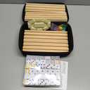 Mexican Train Dominoes Set with 4 Wooden Trays/Racks, Double 12 Dominos Travel Set with 4 Domino Tiles Holders, 91 Tiles Double 12 Colored Dominoes Game Set with Portable Case for Families Kids