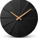 Driini Staircase Modern Wall Clock - Unique 10.5 in. Frameless Concrete Design - Contemporary, Minimalist Decor; No Numbers - Silent Battery Operated Clocks with Decorative Wooden Hands; Black