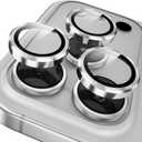 YWXTW Camera Lens Protector for iPhone 17 Pro/iPhone 17 Pro Max, [1 Step Installation Tray] Tempered Glass Screen Protector Metal Individual Camera Cover Accessories Case Friendly (Silver)