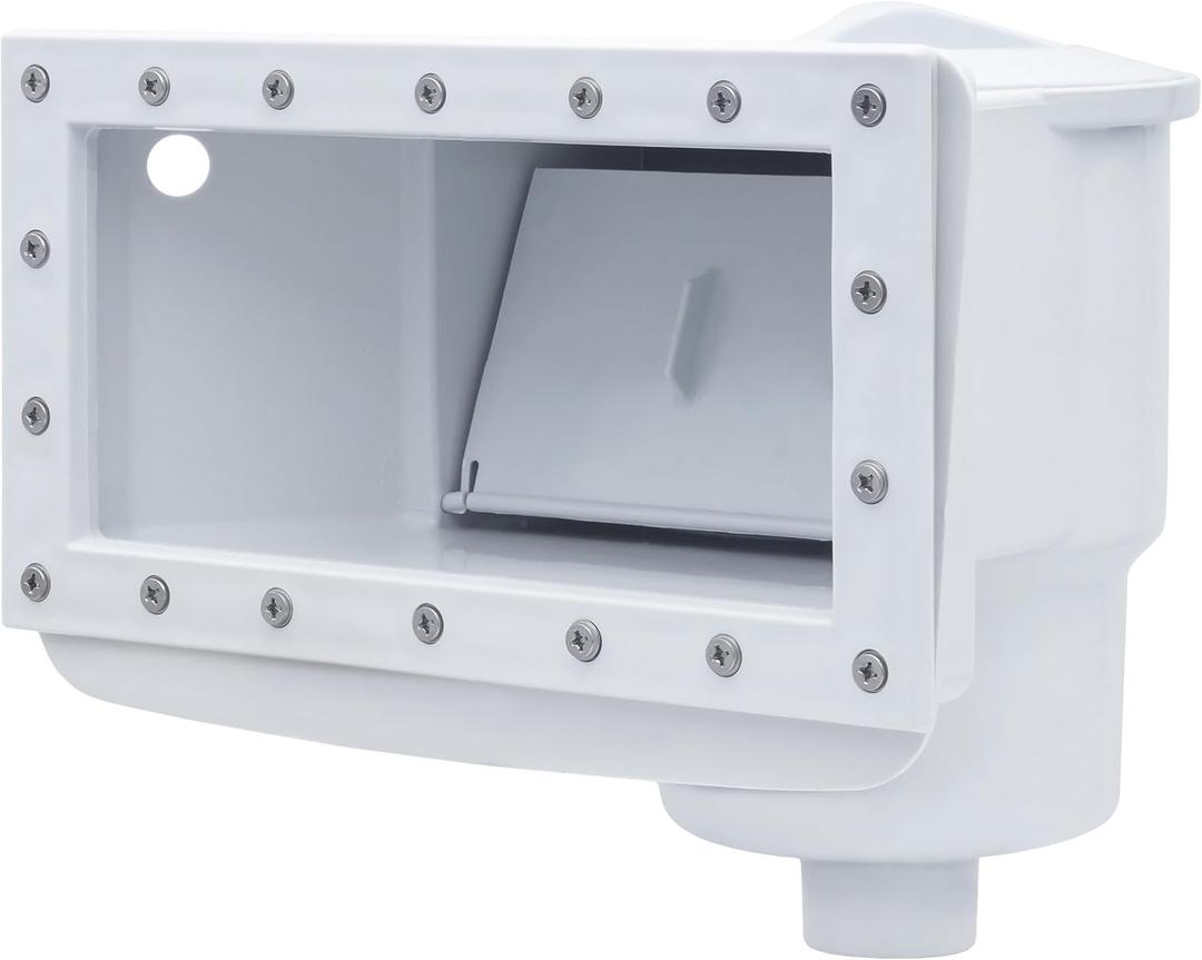Rx Clear Heavy Duty Wide-Mouth Complete Thru-Wall Skimmer Kit for Above-Ground Swimming Pool | Made of Non-Corrosive Abs Plastic | Chemical Resistant | White