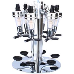 Liquor Dispenser, 6 Bottle Revolving Alcohol Rotating Dispenser, Beer Alcohol Bottle Beverage Dispenser Racks, Cocktail Dispenser Station W Holder for Home Party Bar