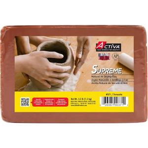 Activa Supreme Artist's Air-Dry Clay, Terracotta, 3.3 lbs (1.5 kg) | Ultra-Fine & Exceptional Plasticity for Studio, Classroom & Hobby Use
