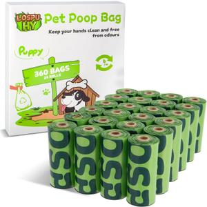 Dog Poop Bags Rolls, Extra Thick Leak Proof Pet Waste Bag, 360 Count Tear Resistant Poop Bags for Dogs for Outdoor Doggie Walking and Cat Litters Cleaning (Green)