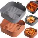 Silicone Air Fryer Basket Liners Square - 2Pcs Reusable Air Fryer Silicone Pots for Food Safe Air fryers Oven Accessories(8.5 Inch)