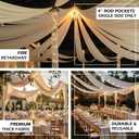 4 Panels 5ftx30ft Ivory Ceiling Drapes for Wedding Parties 30 FT Extra Long Thick Polyester Wrinkle-Free Drapery Tent Decor Decorations for Birthday Party Ceremony Stage Swag, 60"W x 360"L