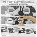 BOODII No Hook Shower Curtain with Snap in Liner Eucalyptus Shower Curtain Fabric Waterproof Liner Plants Gray Leaves Modern Shower Curtains for Bathroom Machine Washable, 72 x 75