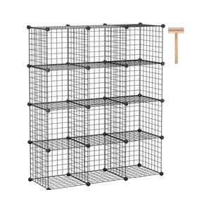 C&AHOME Wire Cube Storage, 12-Cube Storage Organizer Metal, C Grids Storage Bins Shelving, Modular Bookshelf Shelf, Closet Cabinet Ideal for Bedroom, Office 36.6”L x 12.4”W 48.4”H Black