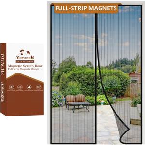 Yotache Magnetic Screen Door Fits 60x80 Inch Doors, Screen Size 62"x81", Reinforced Screen Mesh with Full Strip Magnets for Front/Back Patio Single Sliding Door