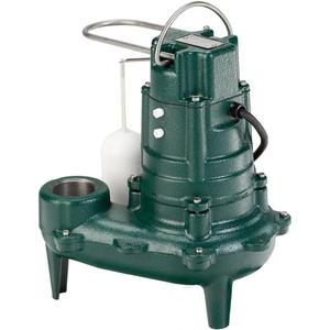 Zoeller Waste-Mate 267-0001 Sewage Pump, 1/2 HP Automatic  Heavy-Duty Submersible Sewage, Effluent or Dewatering Pump (Green)