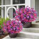 16 Bundles Silk Daisy Artificial Flowers for Outdoors UV Resistant Fake Daisies Plastic Plants Flower for Home Outside Front Door Porch Garden Patio Planters Decoration (Double Purple)