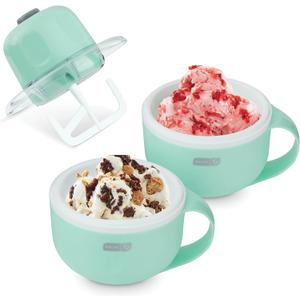 DASH My Mug Ice Cream Maker Machine (Aqua): Multi-Purpose Soft Serve Ice Cream Machine with (2) Bowls for Homemade Gelato, Sorbet, Frozen Yogurt, Built-In Ingredient Chute, Easy to Clean and Store