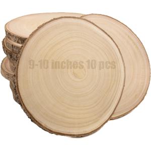 Large Unfinished Wood Slices for Centerpieces 10 Pcs 9-10 inches Natural Wood centerpieces for Tables Table Decor, Rustic Wedding CenterpiecesWood Rounds for Crafts, and Wooden Christmas Decoration
