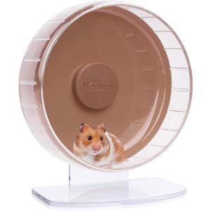 Niteangel Super-Silent Hamster Exercise Wheels: - Quiet Spinner Hamster Running Wheels with Adjustable Stand for Hamsters Gerbils Mice Or Other Small Animals (M, Brown)