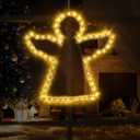 DBFAIRY 19" Angel Lights Outdoor LED Christmas Hanging Lights Waterproof Large Xmas Angel Lights Mains Powered Timer Built in, Christmas Window Decoration Lights, (Warm White)
