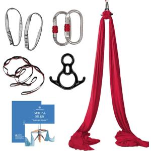 Aerial Silks Starter Kit - Durable 9 Yards of Aerial Yoga Hammock with Hardware & Guide - Aerial Swing for Acrobatic Flying Yoga & All Levels (Aerial Rigging Point Up to 13ft) (Plum)