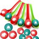48 Pack Christmas Game for Family Party Spoon Relay Race Set Christmas Tree Santa Snowman Reindeer Ball and Spoon Race Game for Indoor Outdoor Holiday Party Gifts(Hats)