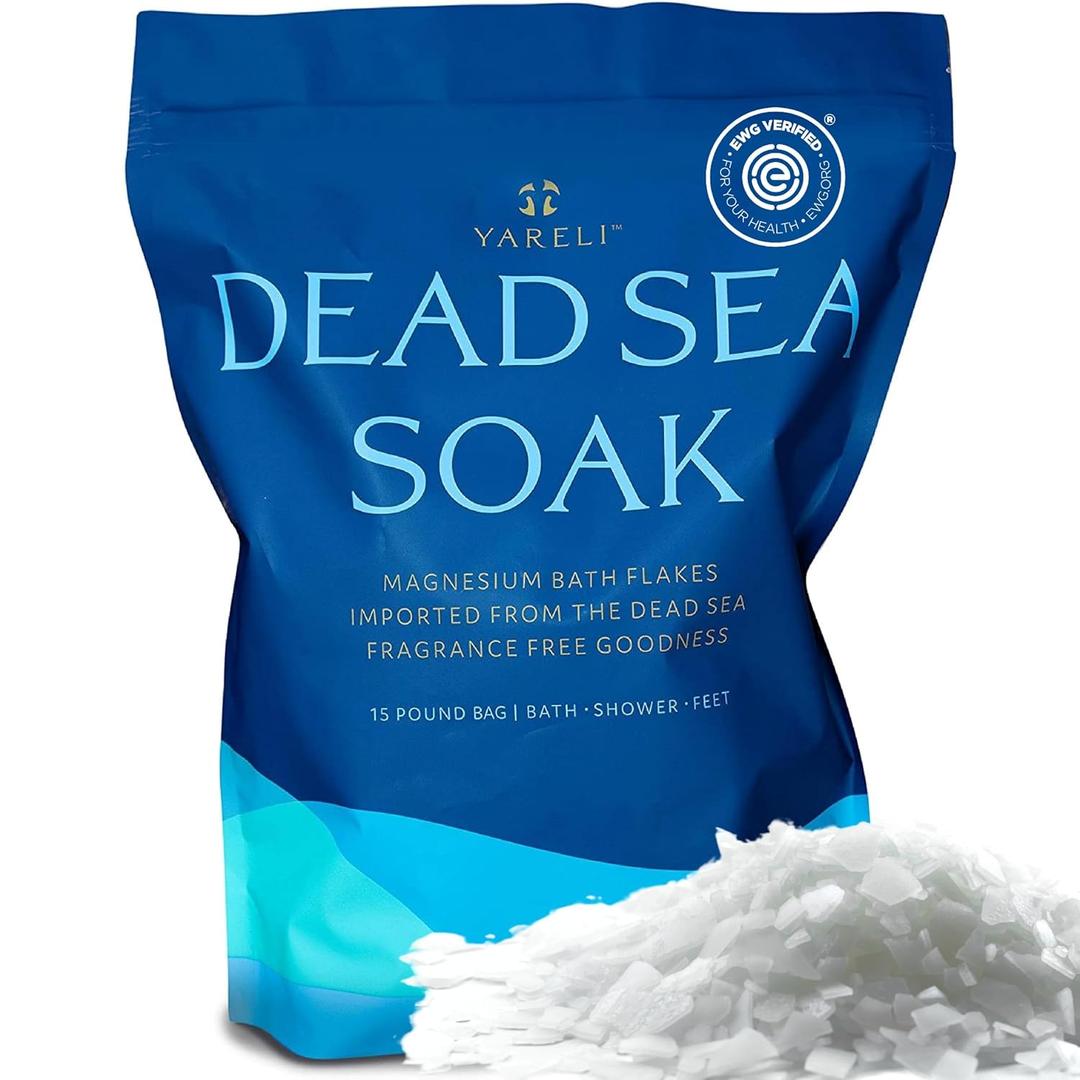 Yareli Magnesium Flakes, 15lb, Dead Sea Bath & Foot Soak, Alternative to Epsom Salt with Over 800,000mg of Magnesium Chloride Per Bag (240 Ounce (Pack of 1))