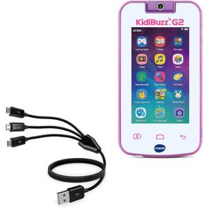 BoxWave Cable Compatible with VTech KidiBuzz G2 - MultiCharge MicroUSB Cable, Multiple Charging Cable Micro USB Cable - Black