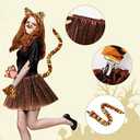 Tiger Costume with Brown Skirt,Halloween Costume for Girls,Tiger Ear and Tail Set Costume for Kids Multiple Layers of Brown Skirt for Adults Kids Girls